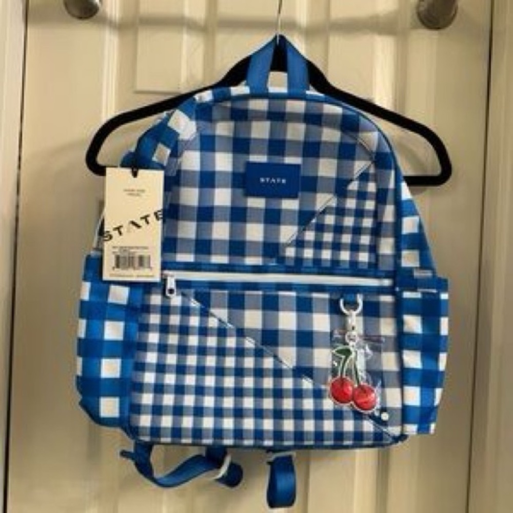 STATE Kids Blue and White Checkered Backpack